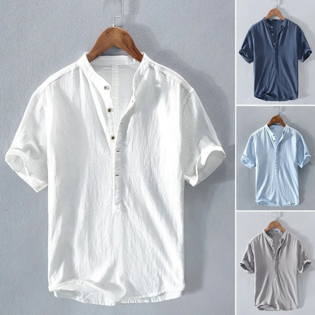 Premium Linen Shirt with Mandarin Collar