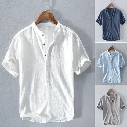 Premium Linen Shirt with Mandarin Collar