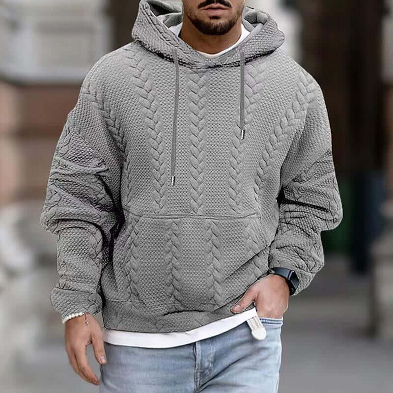 Men's Casual Long-Sleeve Knit Hoodie