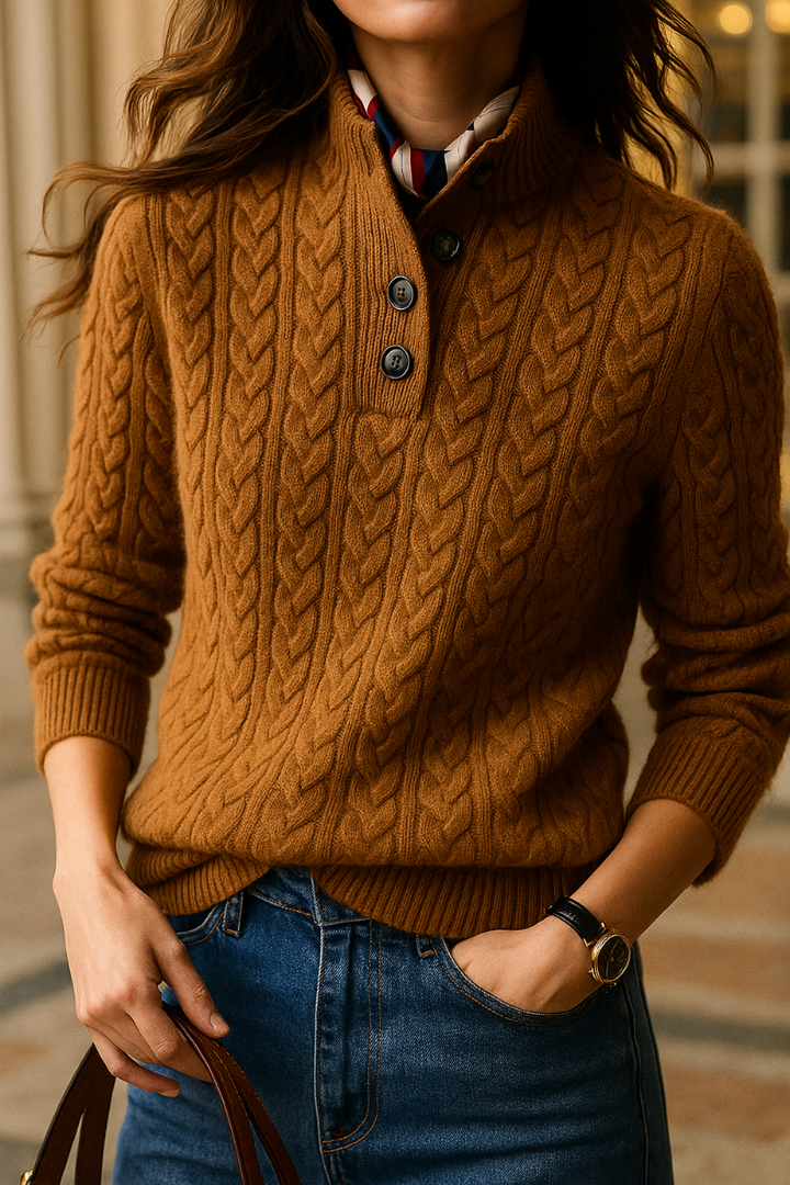 Women’s Cable Knit Sweater | Button-Up