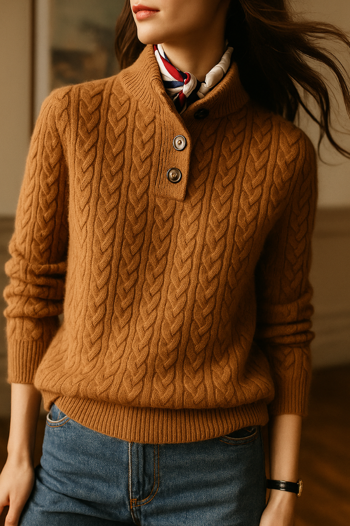 Women’s Cable Knit Sweater | Button-Up