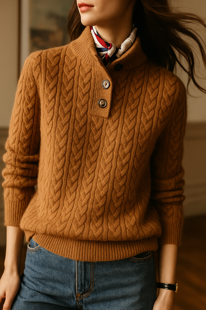Women’s Cable Knit Sweater | Button-Up