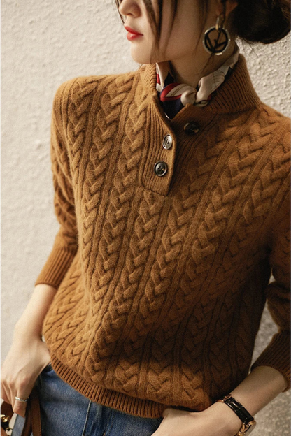 Women’s Cable Knit Sweater | Button-Up