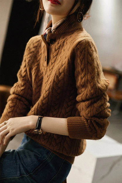 Women’s Cable Knit Sweater | Button-Up