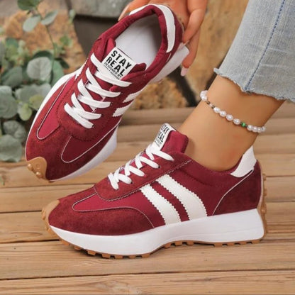 Retro Platform Sneakers with Chunky Sole and Stripe Detail