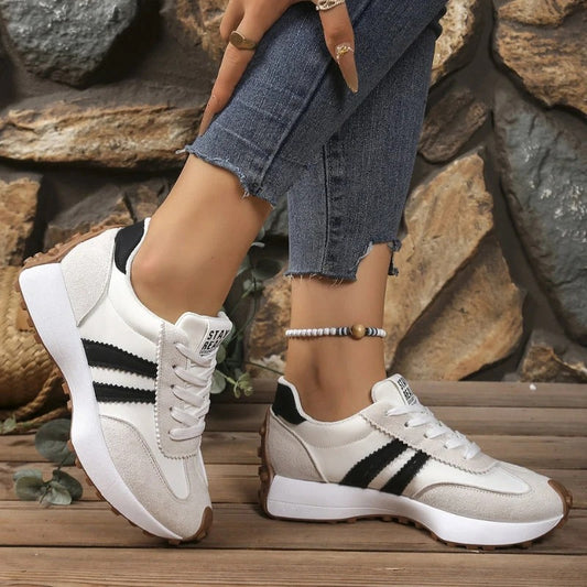 Retro Platform Sneakers with Chunky Sole and Stripe Detail