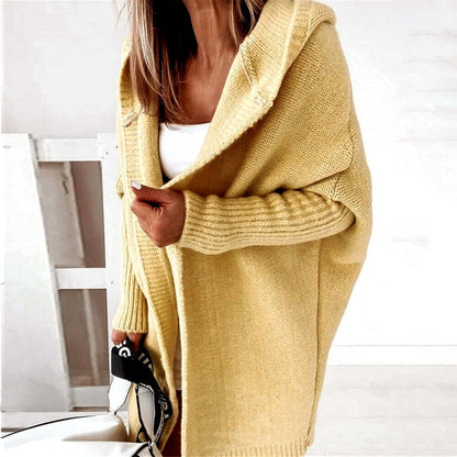 Women's Fitted Oversized Warm Hooded Cardigan