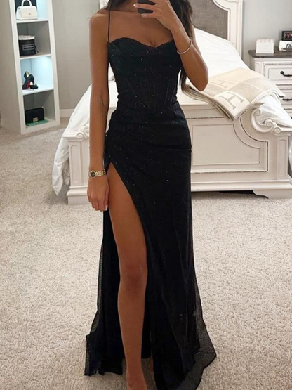 Women’s Elegant Corset Maxi Dress | Shimmer Slit