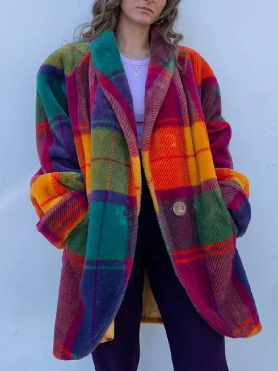 Women’s Winter Plaid Coat | Oversized