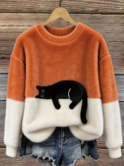 Women’s Oversized Sweater | Cat Graphic