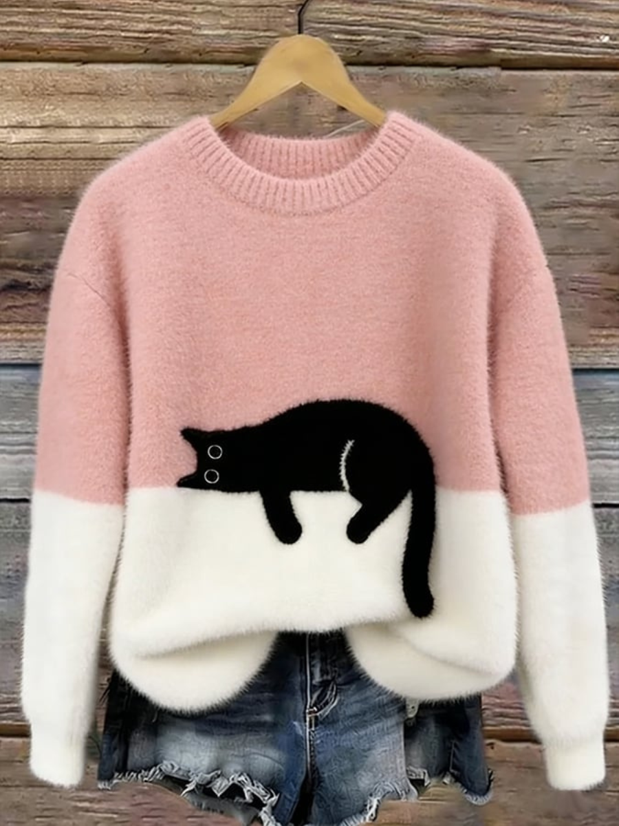 Women’s Oversized Sweater | Cat Graphic