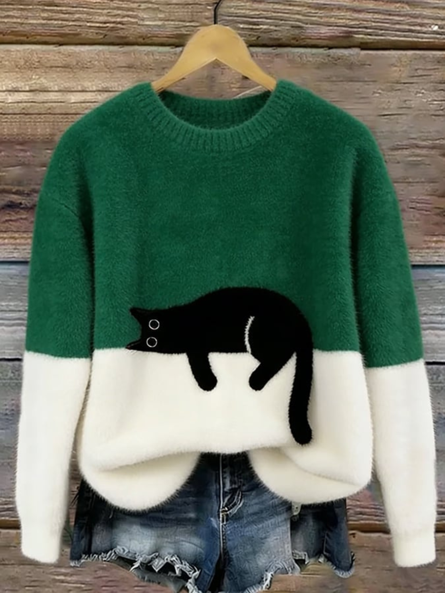 Women’s Oversized Sweater | Cat Graphic