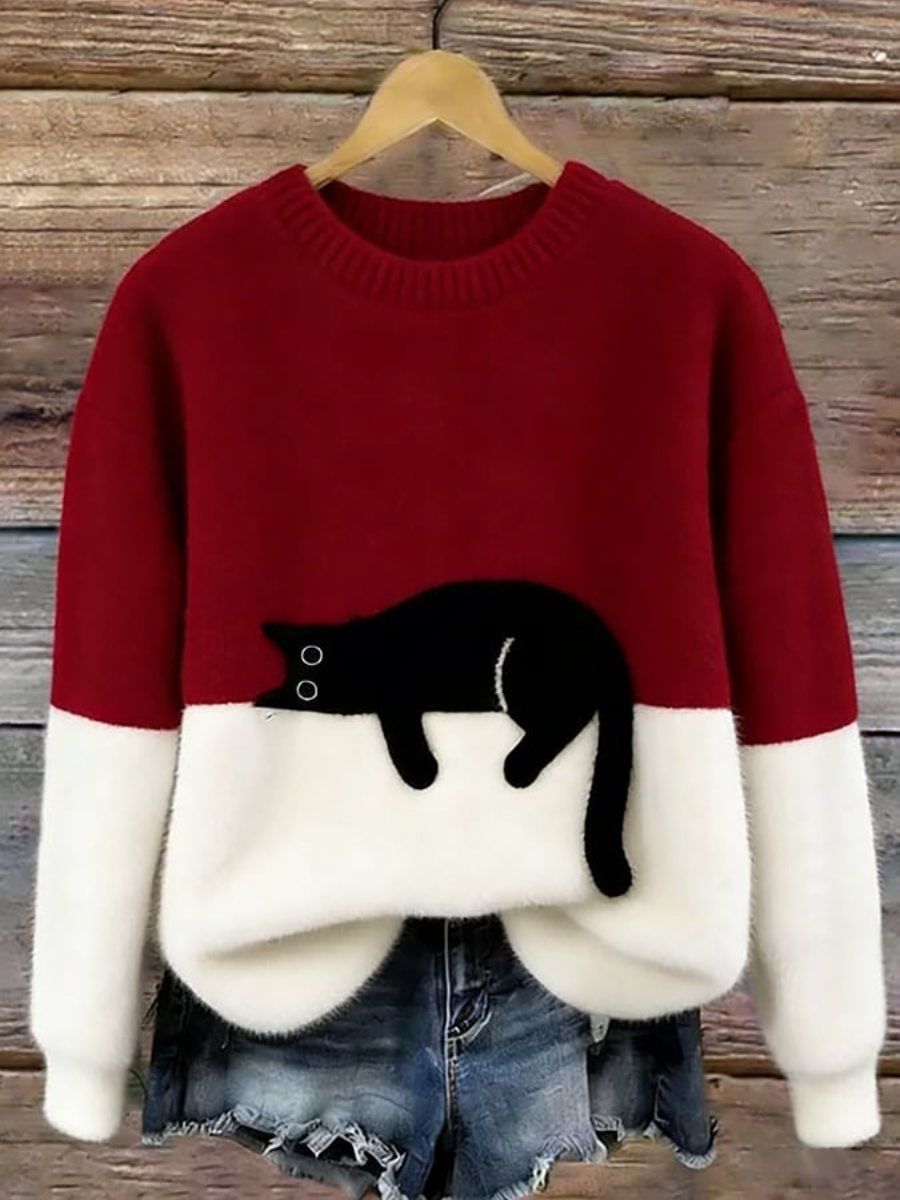 Women’s Oversized Sweater | Cat Graphic