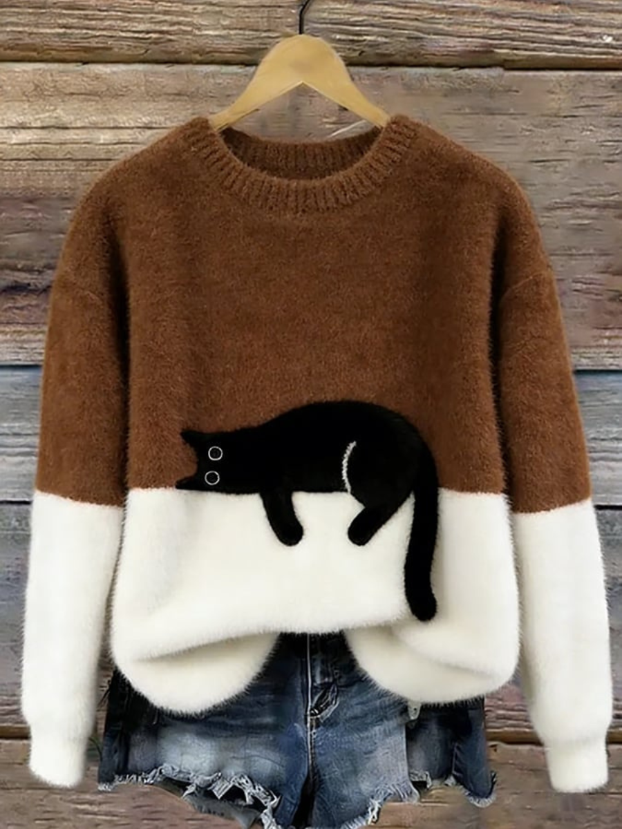 Women’s Oversized Sweater | Cat Graphic