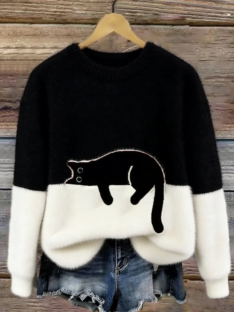 Women’s Oversized Sweater | Cat Graphic