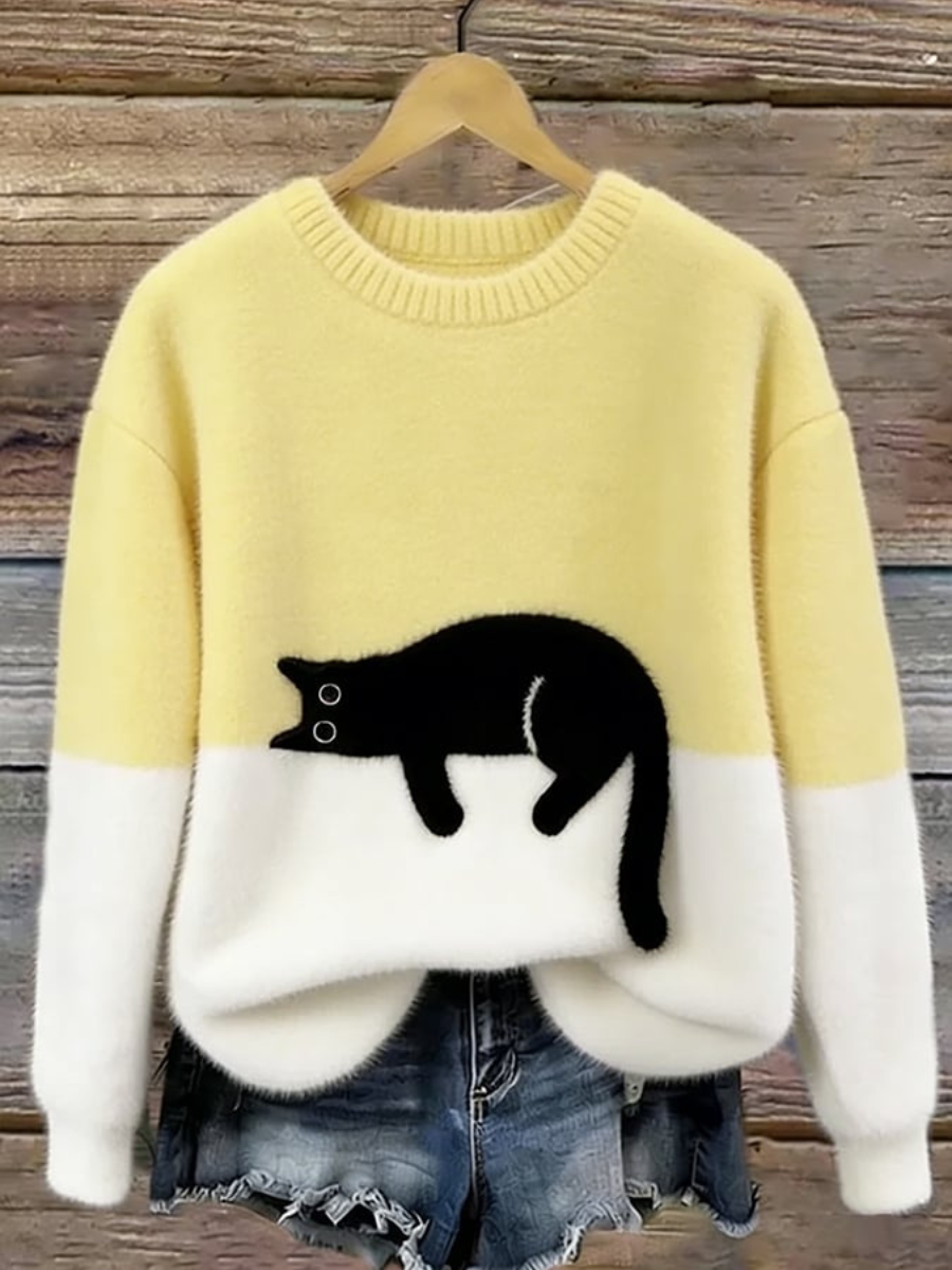 Women’s Oversized Sweater | Cat Graphic
