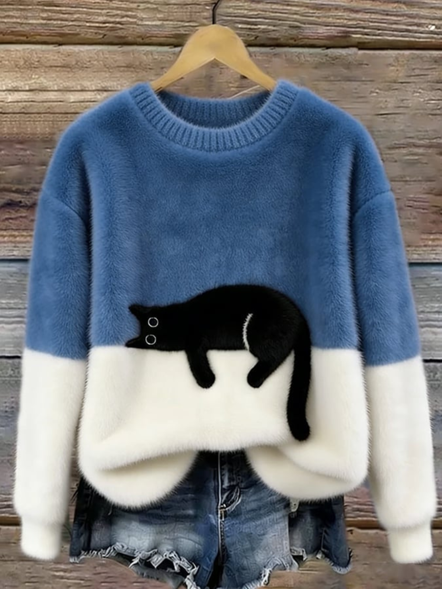 Women’s Oversized Sweater | Cat Graphic