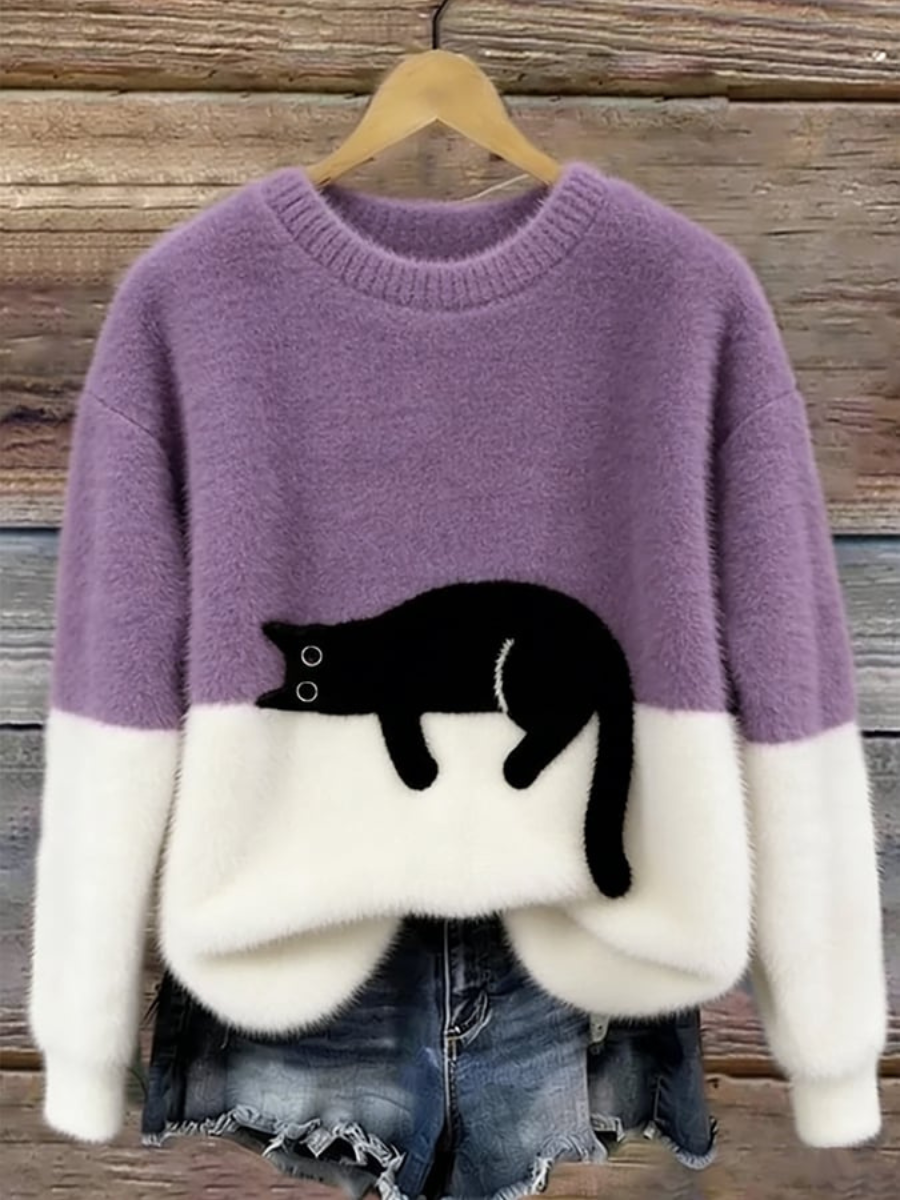 Women’s Oversized Sweater | Cat Graphic