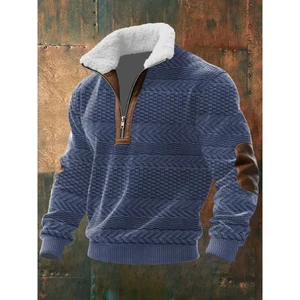 High-Neck Fleece Sweater with Lined Collar