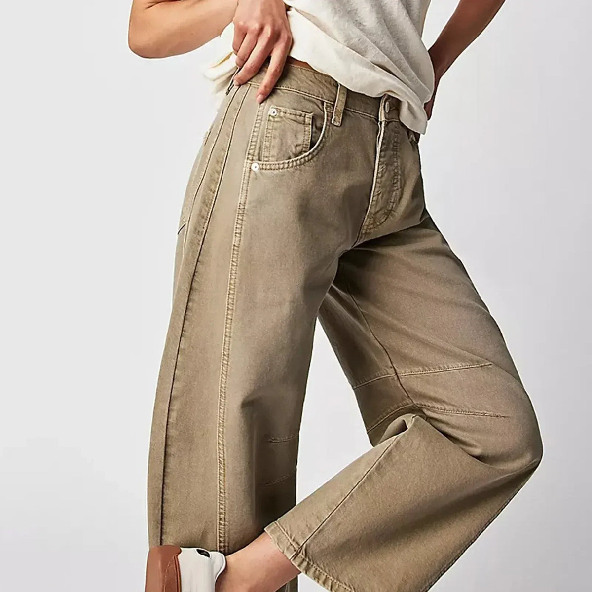 Mallory | Effortless High Waist Barrel Leg Denim Jeans with Seam Detail