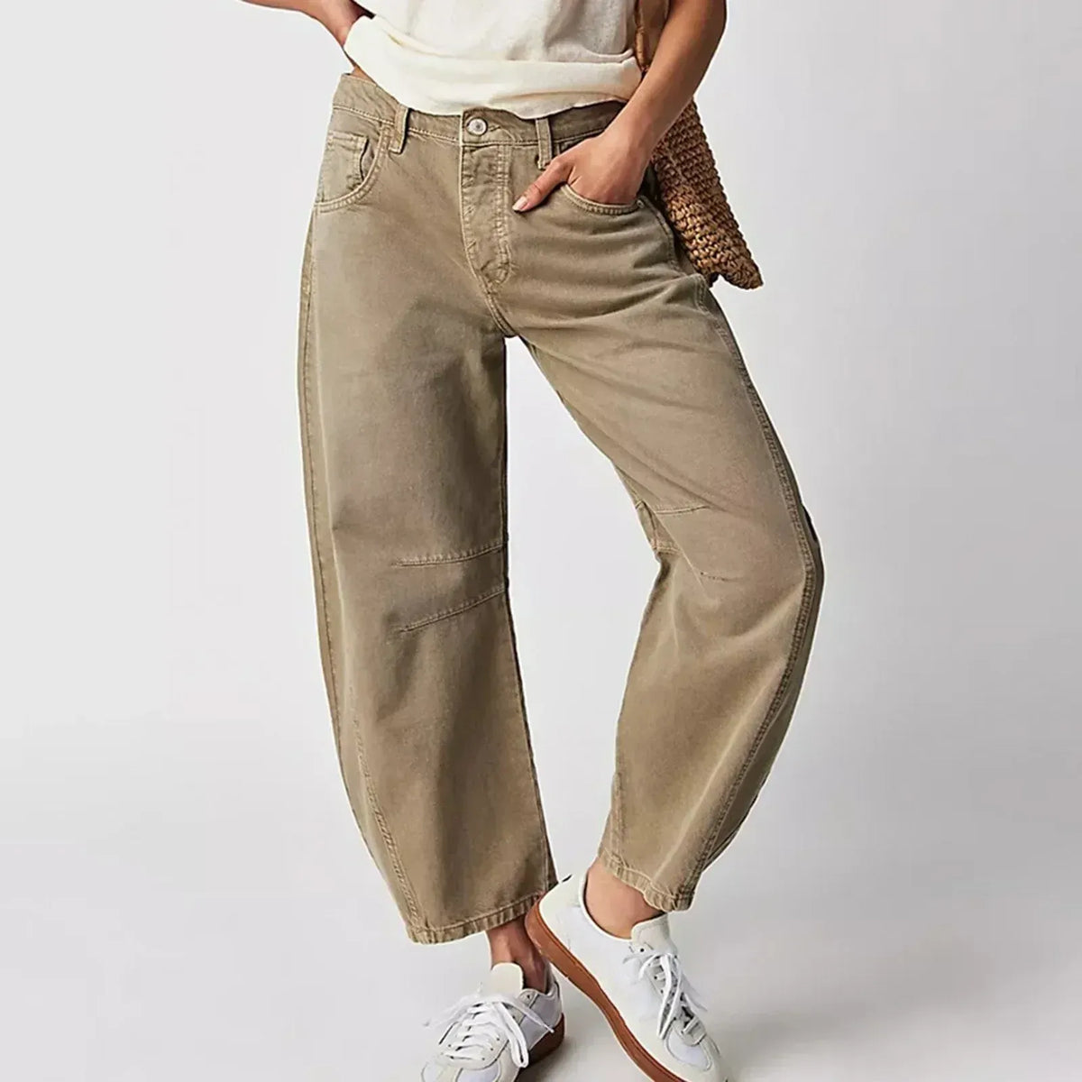 Mallory | Effortless High Waist Barrel Leg Denim Jeans with Seam Detail