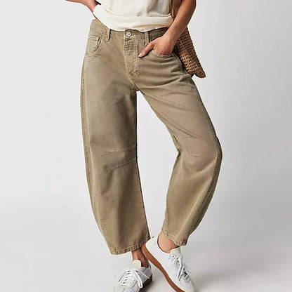 Mallory | Effortless High Waist Barrel Leg Denim Jeans with Seam Detail