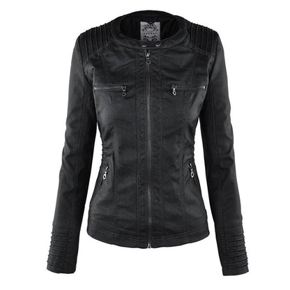 Olive™ Waterproof Women's Leather Jacket with Hood