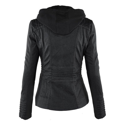 Sandra | Modern Leather Jacket with Hood