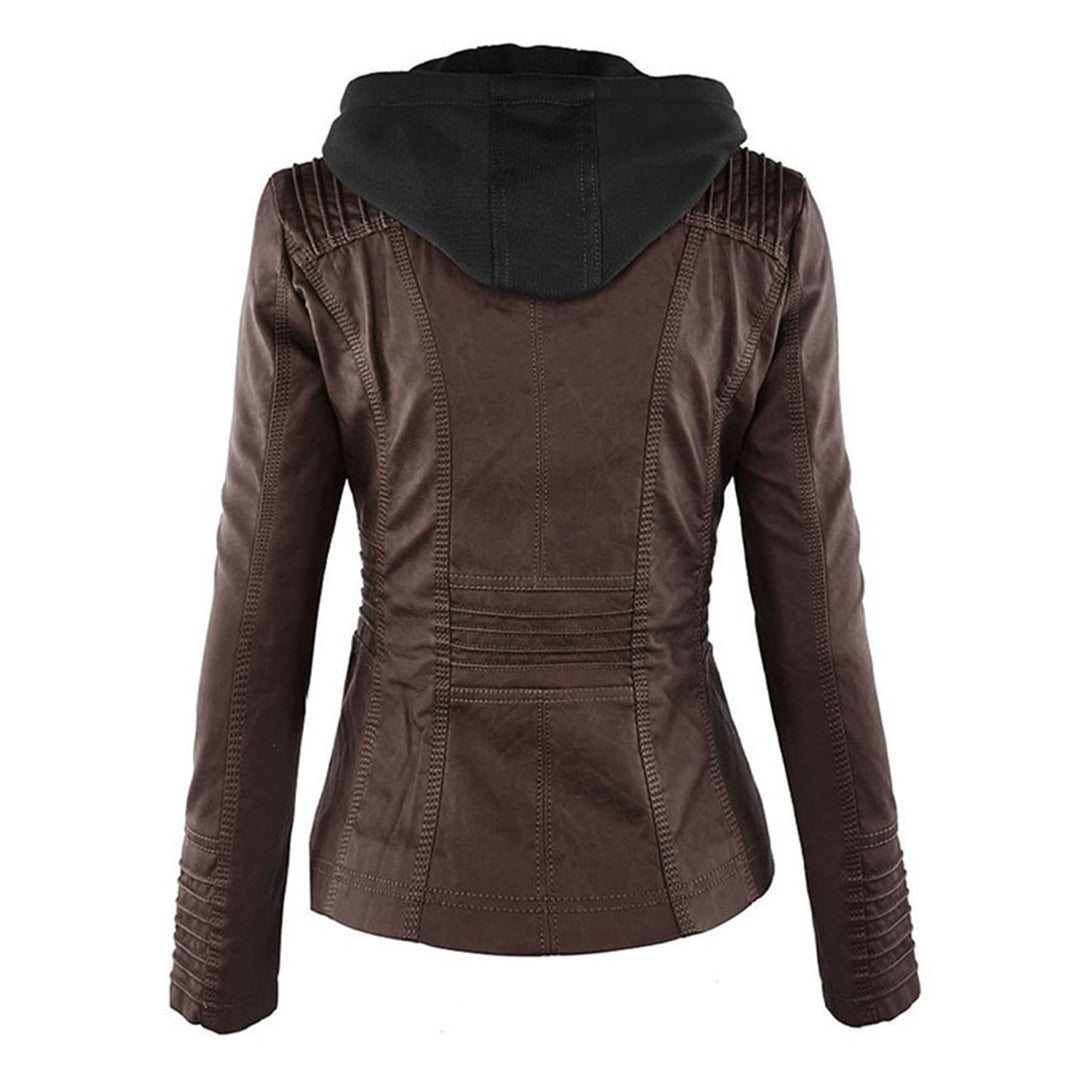 Sandra | Modern Leather Jacket with Hood