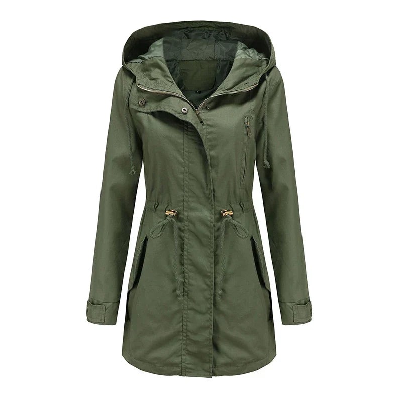 Calora | Womens Cotton Trench Coat with Hood