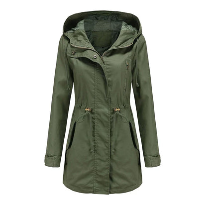 Calora | Womens Cotton Trench Coat with Hood