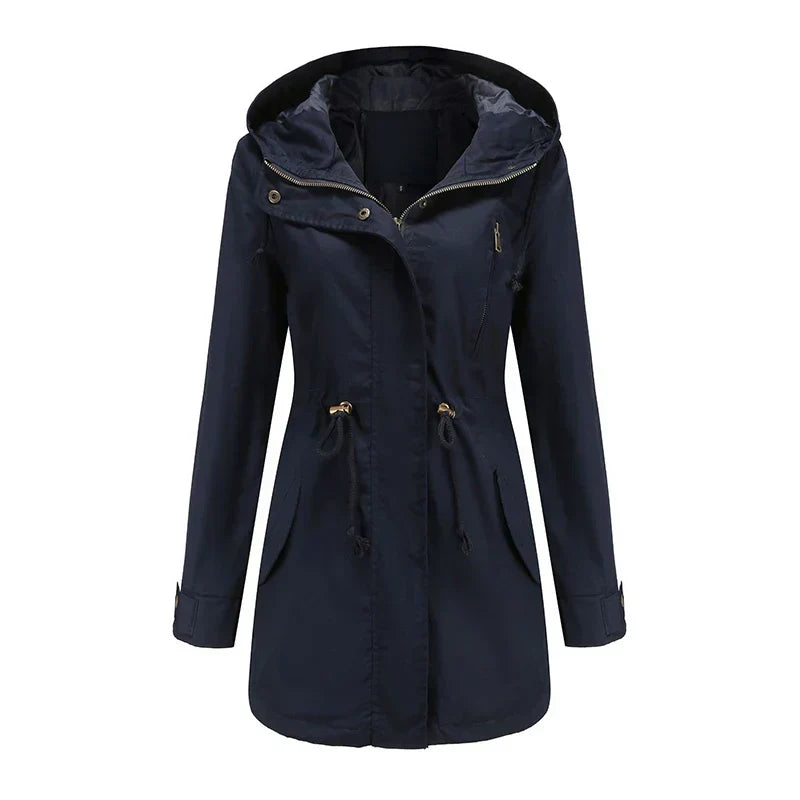 Calora | Womens Cotton Trench Coat with Hood
