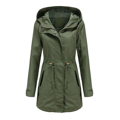 Calora | Womens Cotton Trench Coat with Hood