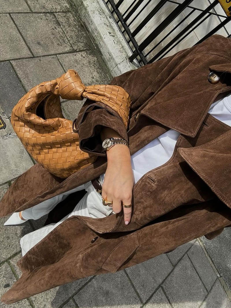 Calora | Womens Vegan Suede Belted Maxi Trench Coat