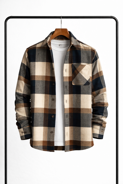 Herre Ternet Overshirt – Klassisk Skjortejakke Til Lag-på-lag Styling, Hverdagsbrug, Fritid Og Kølige Dage