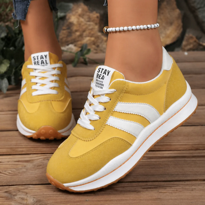 Retro Platform Sneakers with Chunky Sole and Stripe Detail