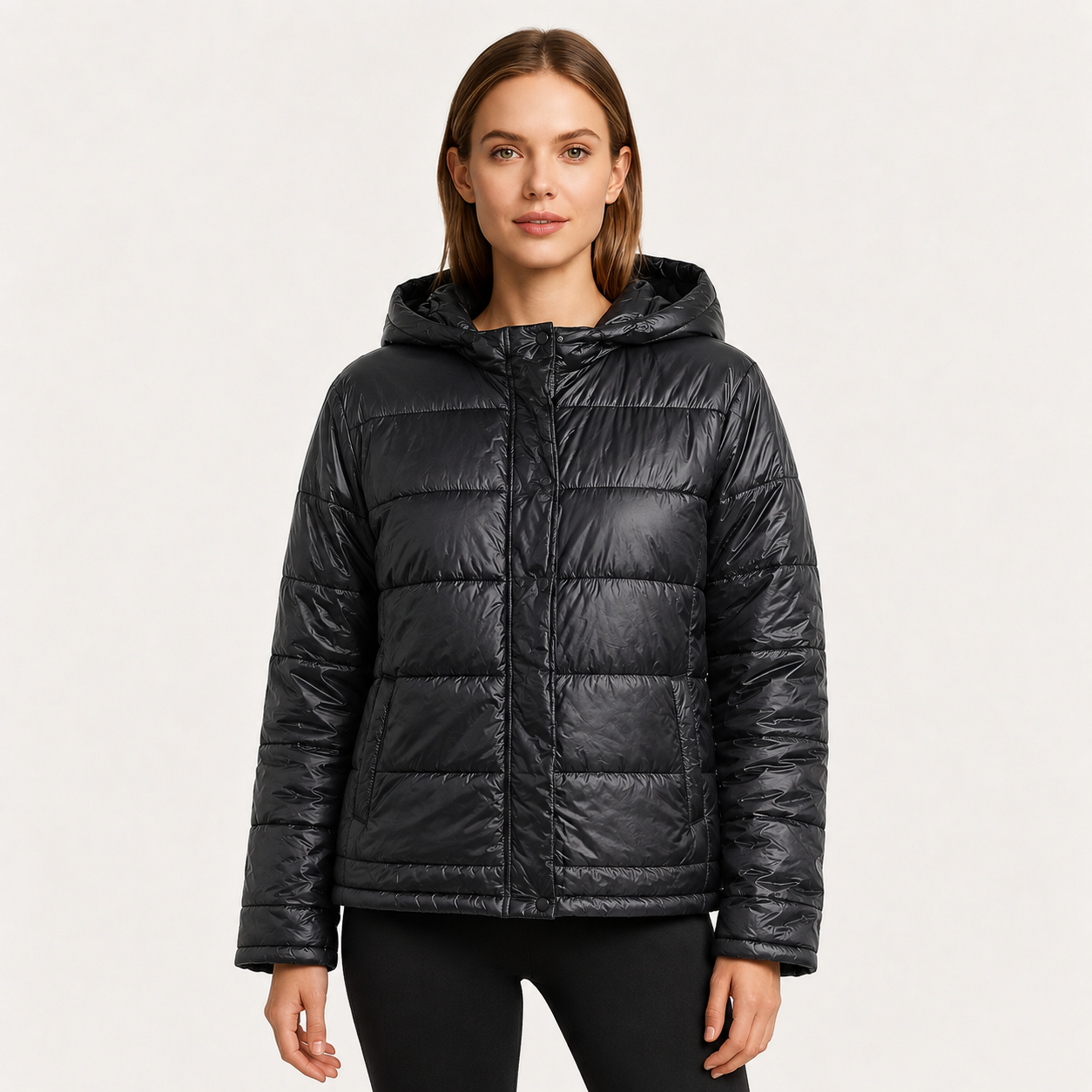 Damen Steppjacke mit Kapuze & Taschen | Fudus