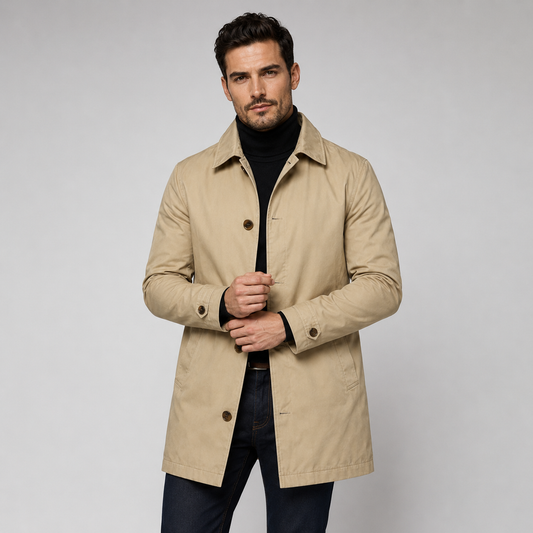 Men's Coat Tailored Longline Button Front