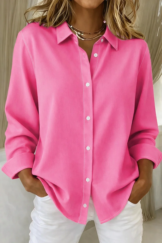 Refined Button Blouse with Structured Collar
