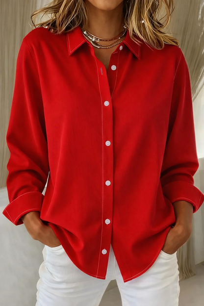 Refined Button Blouse with Structured Collar