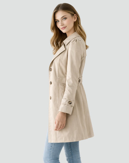 Classic Double Breasted Trench Coat with Buttoned Cuffs