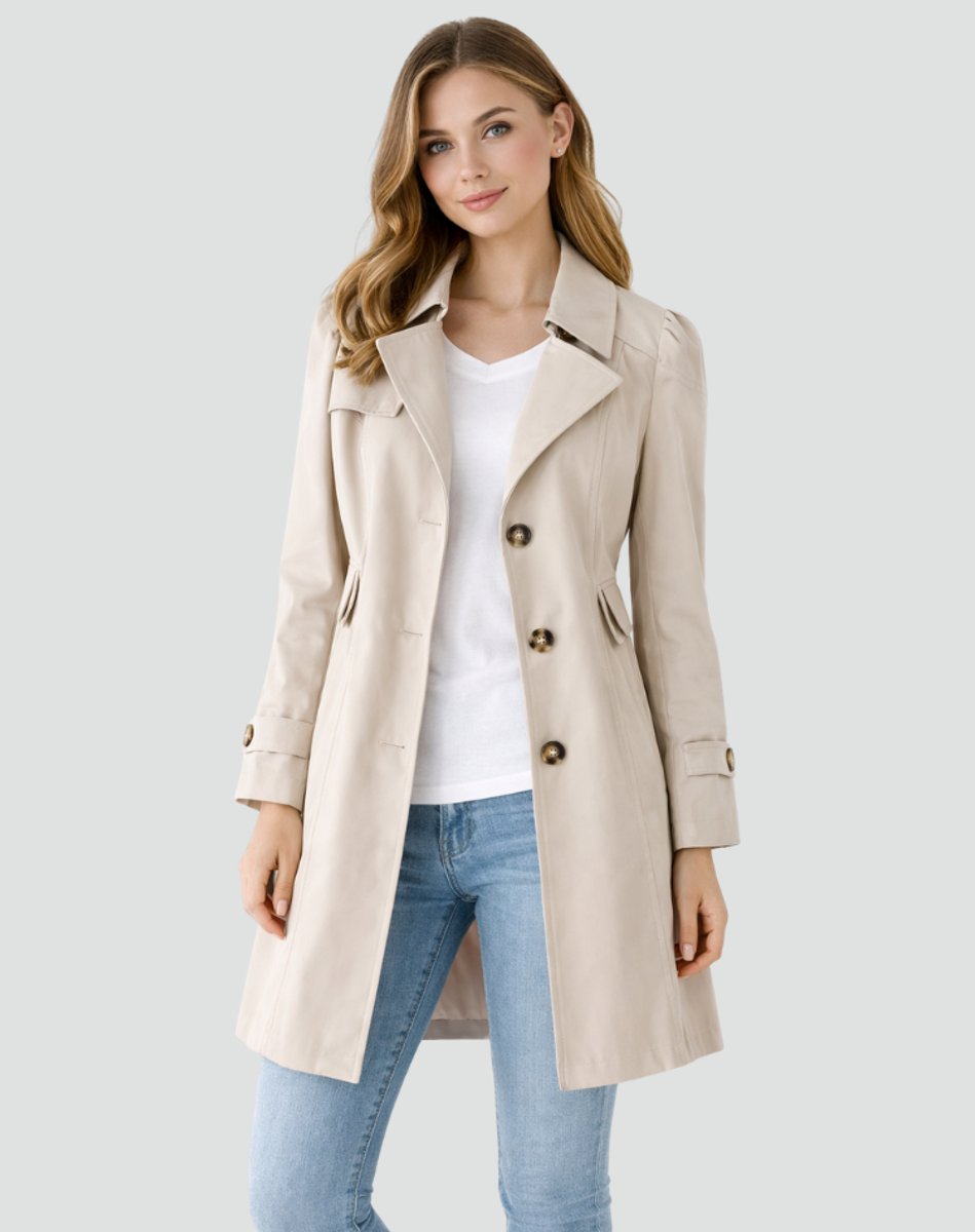 Classic Double Breasted Trench Coat with Buttoned Cuffs