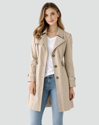 Classic Double Breasted Trench Coat with Buttoned Cuffs