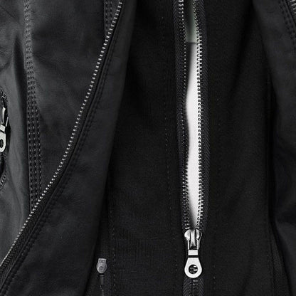 Sandra | Modern Leather Jacket with Hood