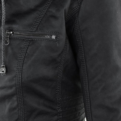 Sandra | Modern Leather Jacket with Hood
