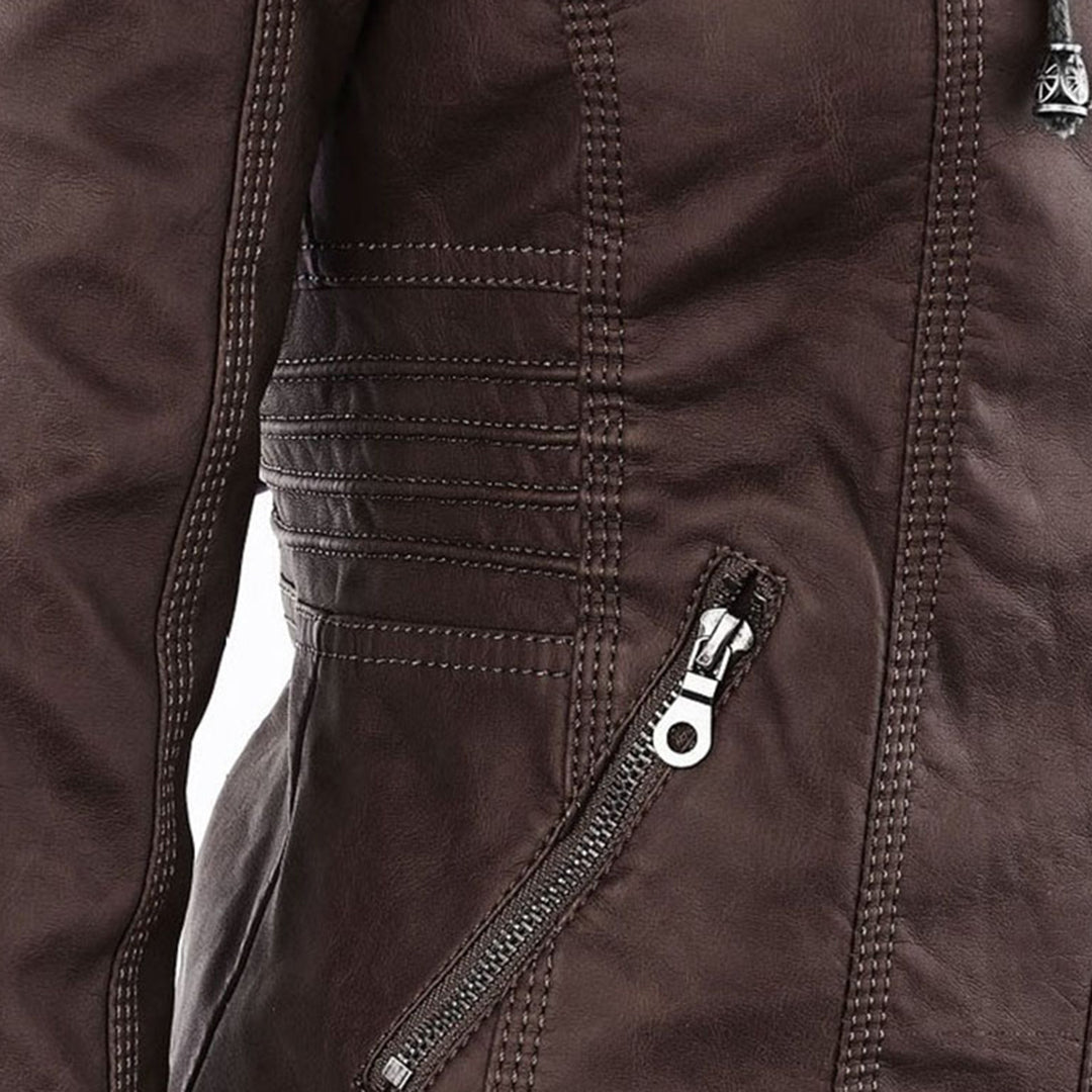 Sandra | Modern Leather Jacket with Hood