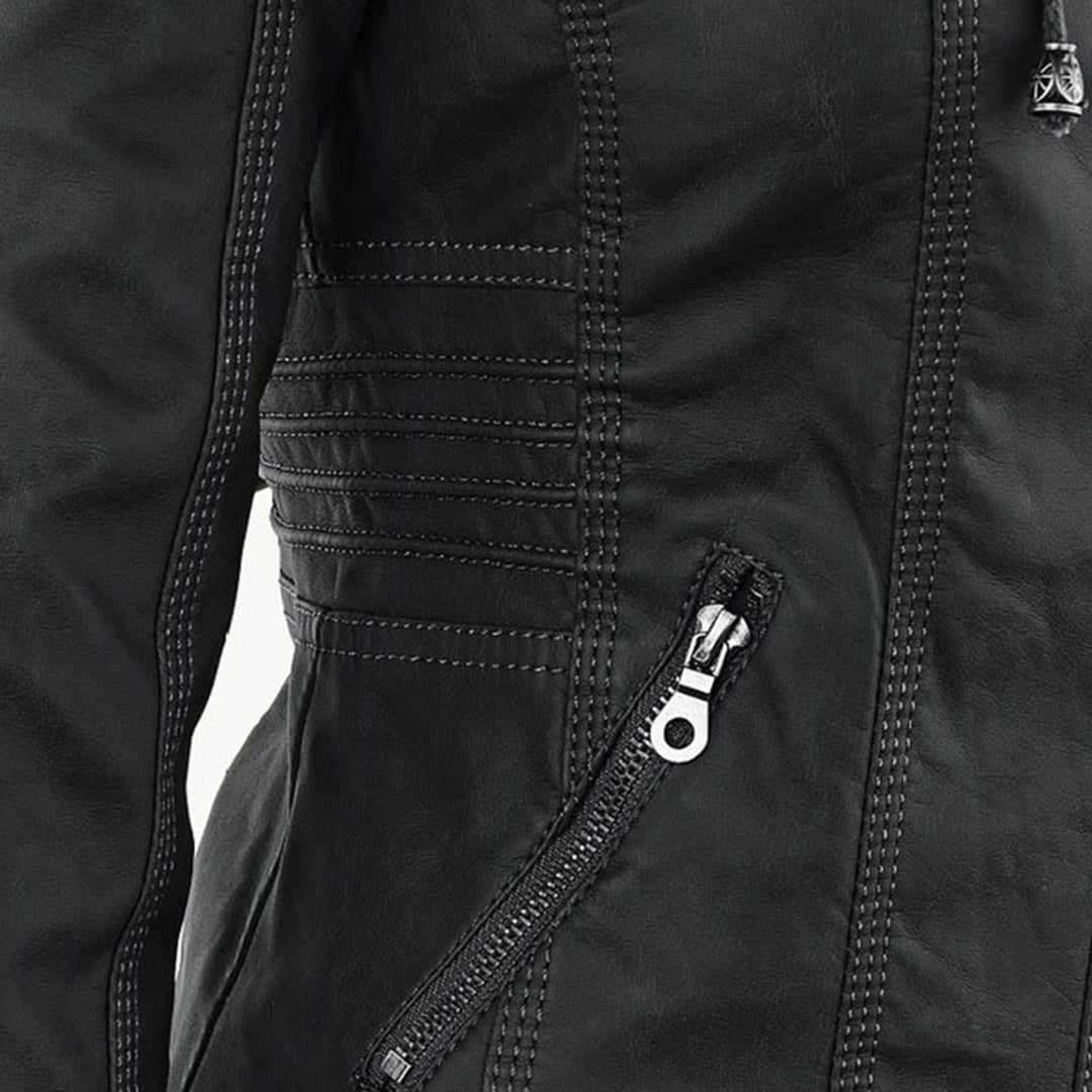 Sandra | Modern Leather Jacket with Hood