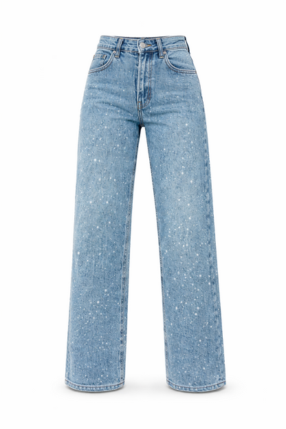 Phoebe | Straight-Leg Jeans Denim High-Waist Rhinestone for Women
