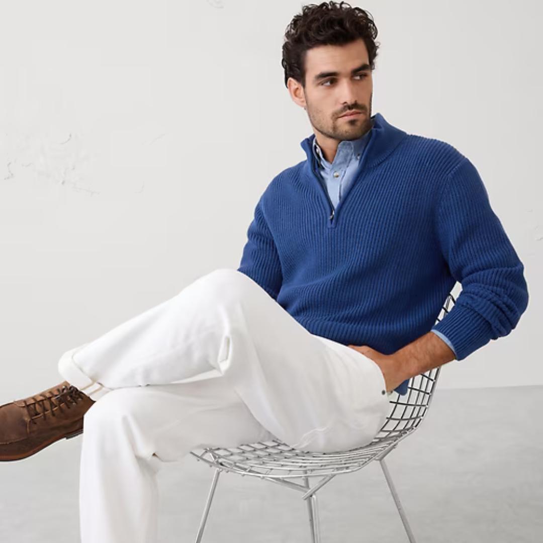 Men's Half Zip Sweater | Textured