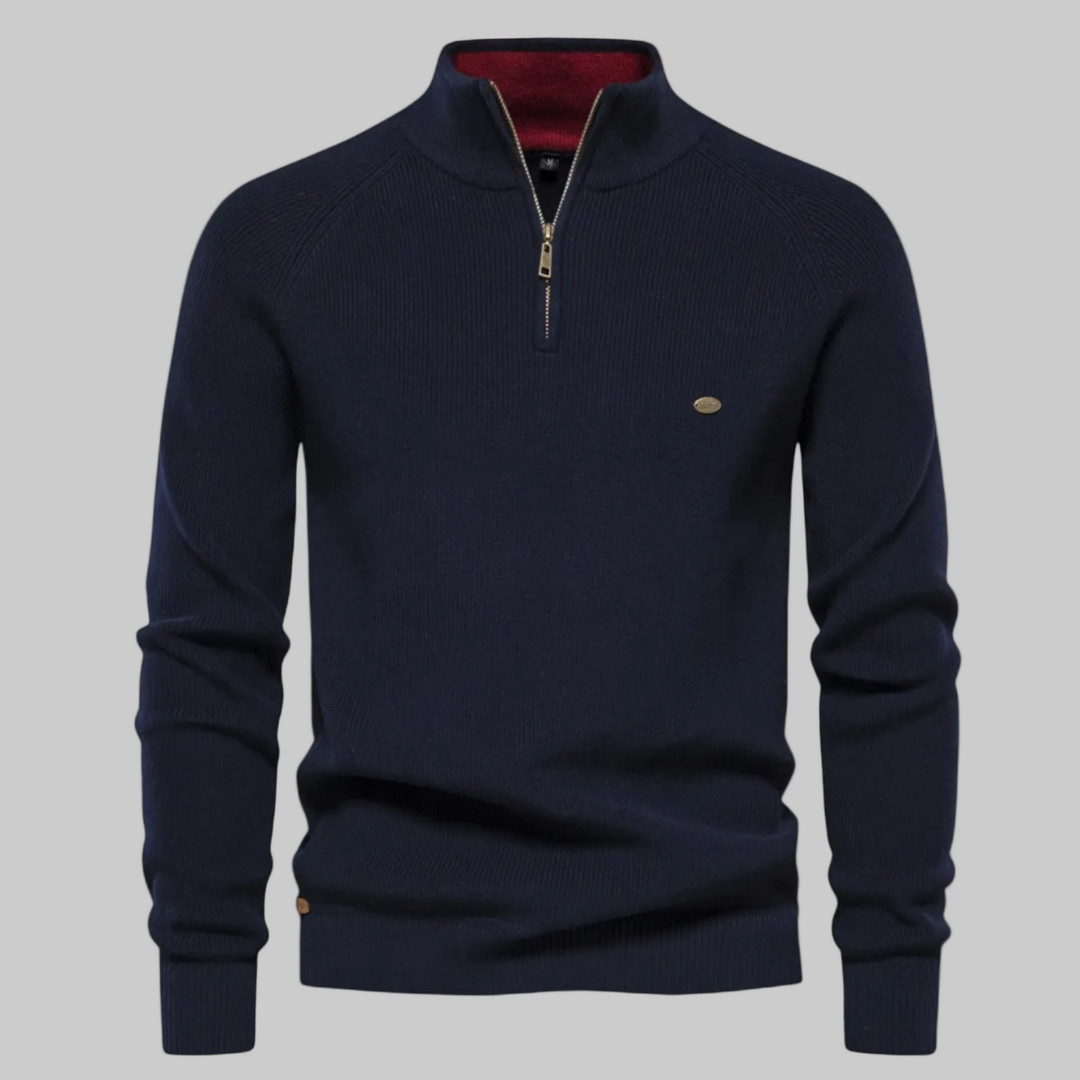 Men's Pullover High-Collar Sweater | Half Zipper